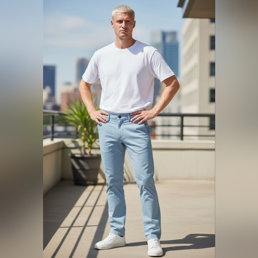 BONOBOS Men's Slim Golf Pants - Light Blue